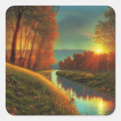 Beauely River Scene Vierkante Sticker (Voorkant)
