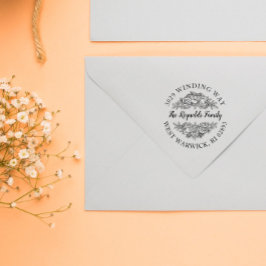 Beauely Rose Bouquet Lineart Name & Address Rubberstempel