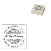 Beauely Rose Bouquet Lineart Name & Address Rubberstempel (Gestempeld)