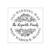 Beauely Rose Bouquet Lineart Name & Address Rubberstempel (Afrduk)
