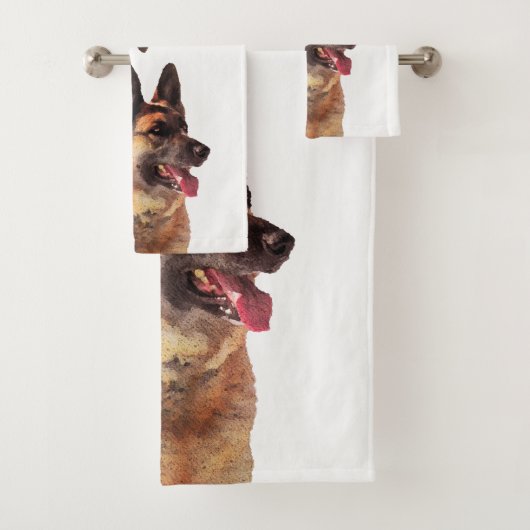 Beauely Watercolo German Shepherd Bad Handdoek (Insitu)