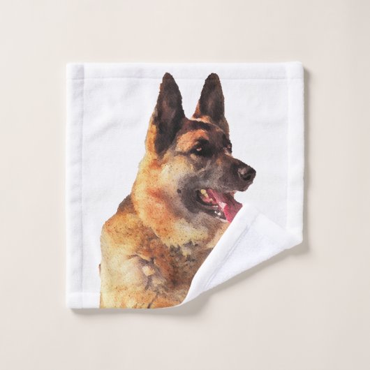 Beauely Watercolo German Shepherd Bad Handdoek (Wasdoekje)