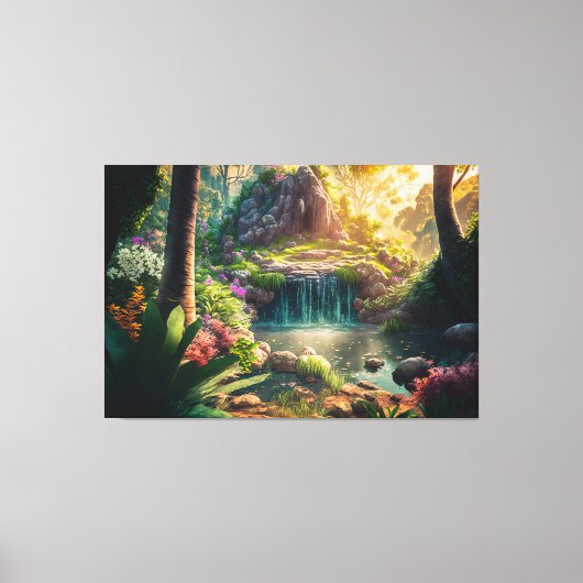 Beauely Waterfall Scene Canvas Afdruk (Voorkant)