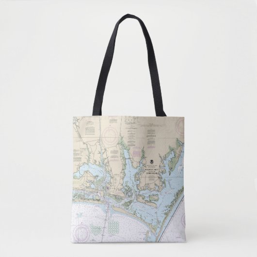 Beaufort Inlet en deel van Core Sound Chart Tote Bag (Voorkant)