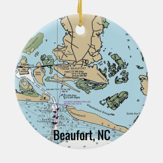 Beaufort NC Chart Keramisch Ornament (Achterkant)