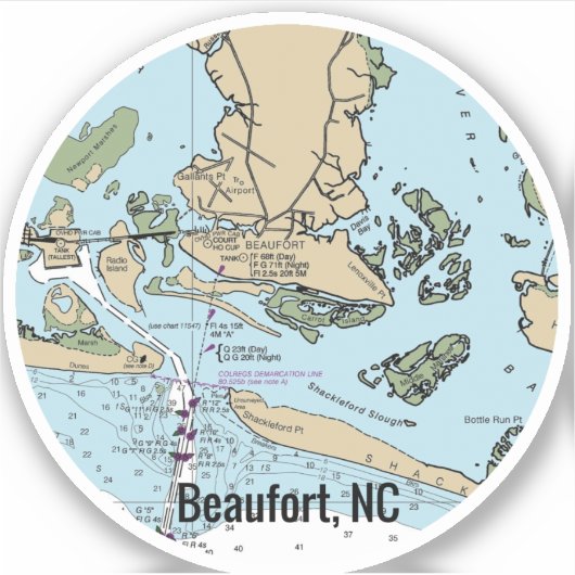 Beaufort NC Chart Sticker (Voorkant)
