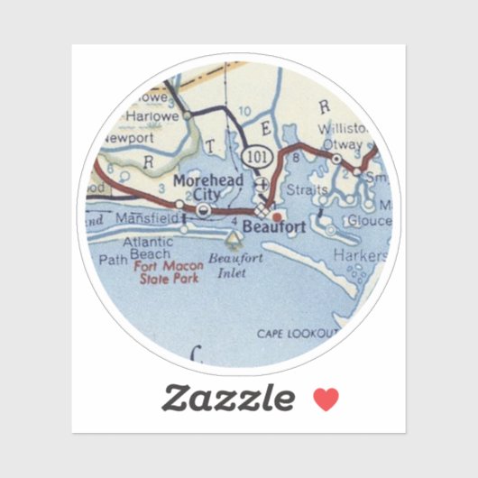 Beaufort NC Map Sticker (Vel)