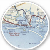 Beaufort NC Map Sticker (Voorkant)