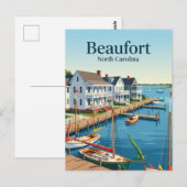Beaufort North Carolina Briefkaart (Voorkant / Achterkant)