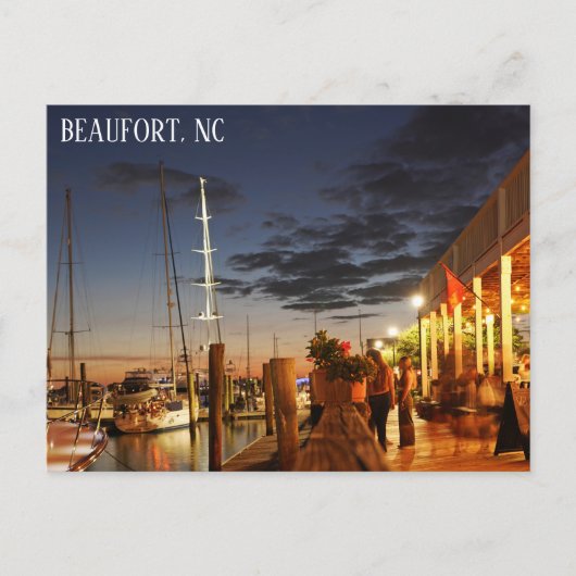 Beaufort North Carolina Waterfront Travel Briefkaart (Voorkant)