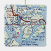 Beaufort SC  Map Keramisch Ornament (Achterkant)