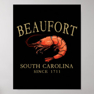 Beaufort South Carolina Garnalen Sinds 1711 Tan Le Poster