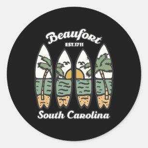 Beaufort South Carolina Surfen Surfer Zonsondergan Ronde Sticker