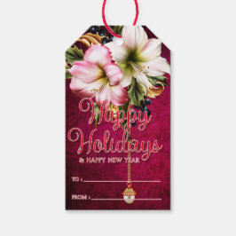 Beauful Amaryllis Prettige feestdagen Happy Nieuwj Cadeaulabel