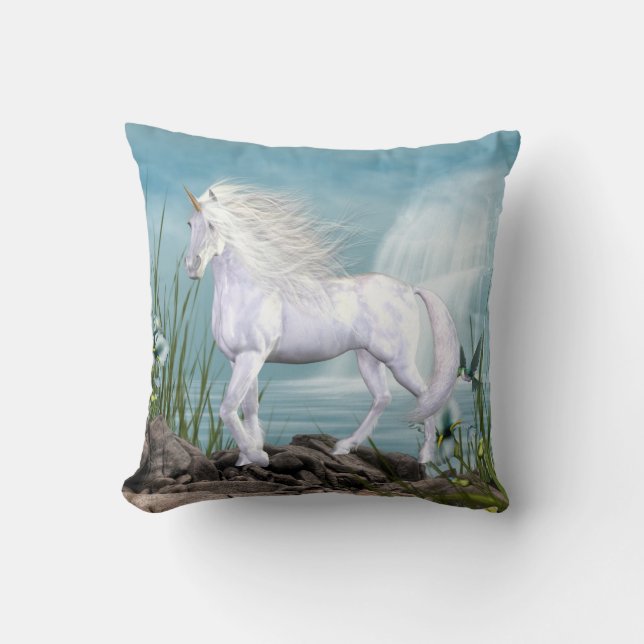 Beauful Angel White Beauty Unicorn Pillow Kussen (Voorkant)