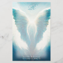 Beauful Angel Wings Monogram Stationery