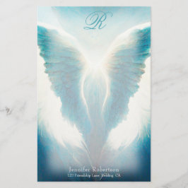 Beauful Angel Wings Monogram Stationery Briefpapier
