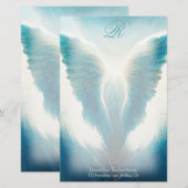 Beauful Angel Wings Monogram Stationery Briefpapier (Voorkant / Achterkant)