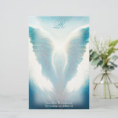 Beauful Angel Wings Monogram Stationery Briefpapier (Staand voorkant)