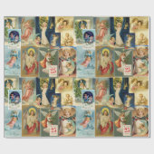 Beauful Angels Victoriaans kerstKaarten Cadeaupapier (Vlak)