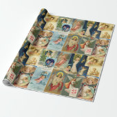 Beauful Angels Victoriaans kerstKaarten Cadeaupapier (Uitgerold)