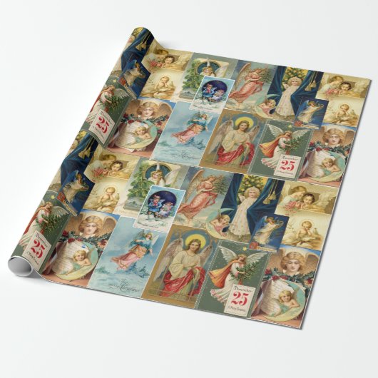  Beauful Angels Victoriaans kerstKaarten Cadeaupapier (Uitgerold)