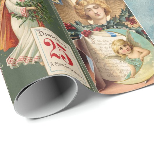 Beauful Angels Victoriaans kerstKaarten Cadeaupapier (Rol Hoek)