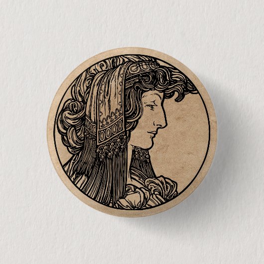 Beauful Art Nouveau-Button Ronde Button 3,2 Cm (Voorkant)