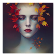 Beauful Autumn Goddess Glossy Poster