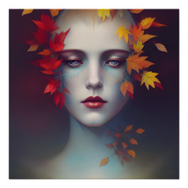 Beauful Autumn Goddess Glossy Poster