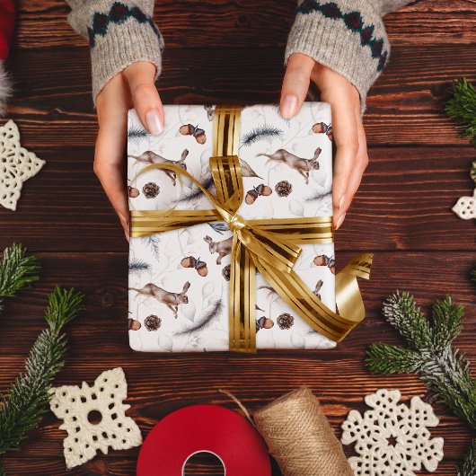 Beauful Autumn Winter Woodland Animal Inpakpapier Vel