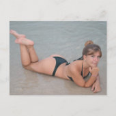 Beauful Babe Bikini Ocean Beach Briefkaart (Voorkant)