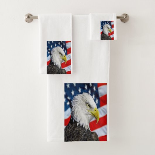 Beauful Bald Eagle head and a American flag 1 Bad Handdoek (Insitu)