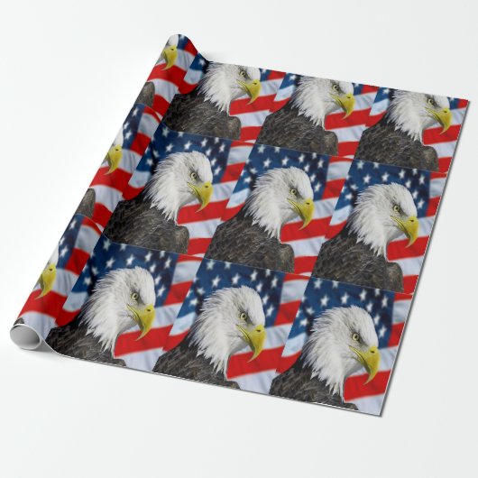Beauful Bald Eagle head and a American flag 1 Cadeaupapier (Uitgerold)