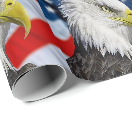 Beauful Bald Eagle head and a American flag 1 Cadeaupapier (Rol Hoek)