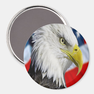 Beauful Bald Eagle head and a American flag 1 Magneet