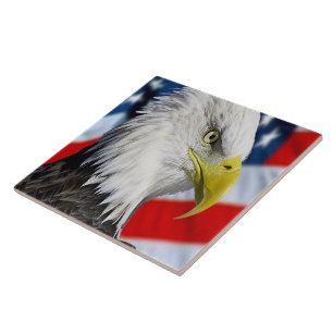 Beauful Bald Eagle head and a American flag 1 Tegeltje