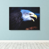 Beauful Bald Eagle on Rock Canvas Afdruk (Insitu (Houten vloer))