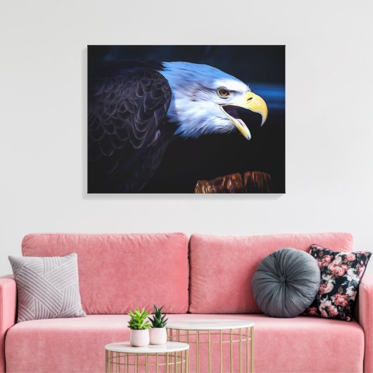 Beauful Bald Eagle on Rock Canvas Afdruk (Insitu (Woonkamer))