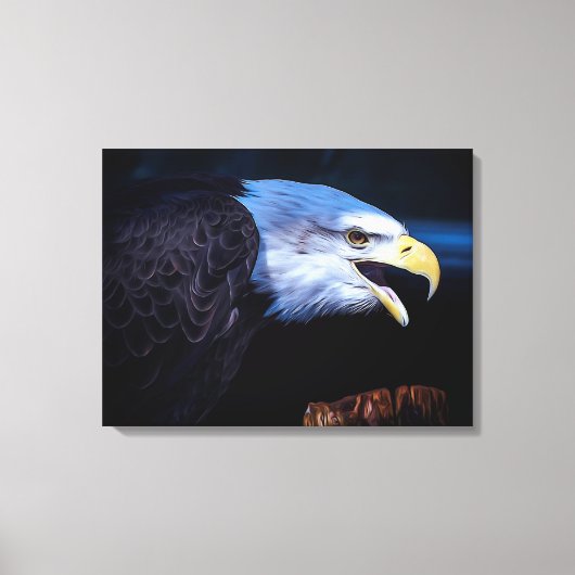 Beauful Bald Eagle on Rock Canvas Afdruk (Voorkant)