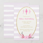 Beauful Ballerina Birthday Party Invitation Kaart (Voorkant / Achterkant)