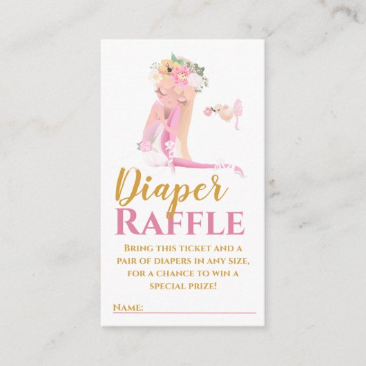 Beauful Ballerina Diaper Raffle Ticket Enclosur Informatiekaartje (Voorkant)