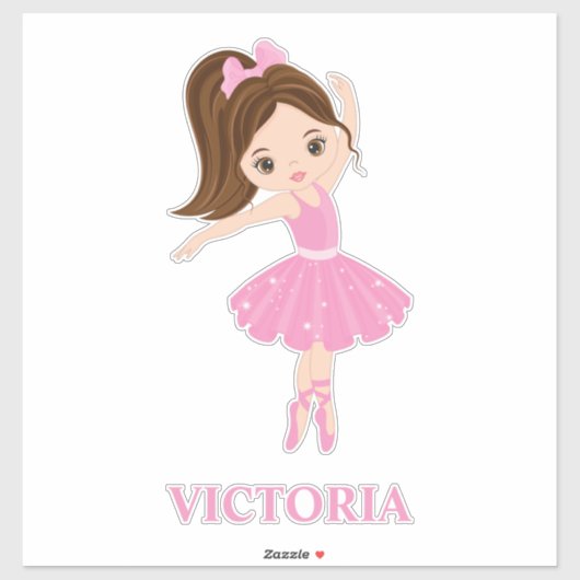 Beauful Ballerina Girl Custom-Cut Vinyl Sticker (Vel)