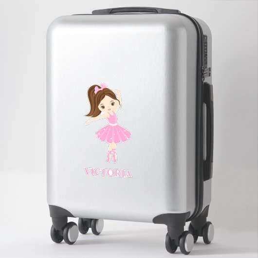 Beauful Ballerina Girl Custom-Cut Vinyl Sticker (Koffer)