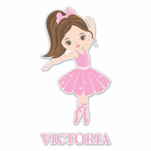 Beauful Ballerina Girl Custom-Cut Vinyl Sticker (Voorkant)