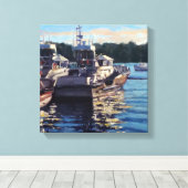 Beauful Bass Harbour Maine Vist Boat Scene Canvas Afdruk (Insitu (Houten vloer))