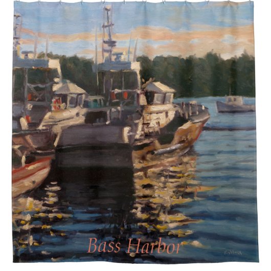 Beauful Bass Harbour Maine Vist Boat Scene Douchegordijn (Voorkant)