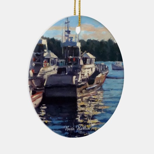 Beauful Bass Harbour Maine Vist Boat Scene Keramisch Ornament (Rechts)