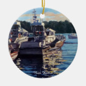 Beauful Bass Harbour Maine Vist Boat Scene Keramisch Ornament (Voorkant)