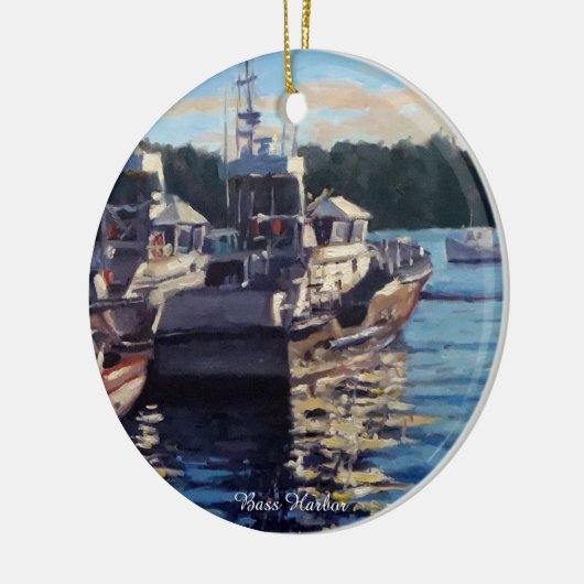 Beauful Bass Harbour Maine Vist Boat Scene Keramisch Ornament (Links)
